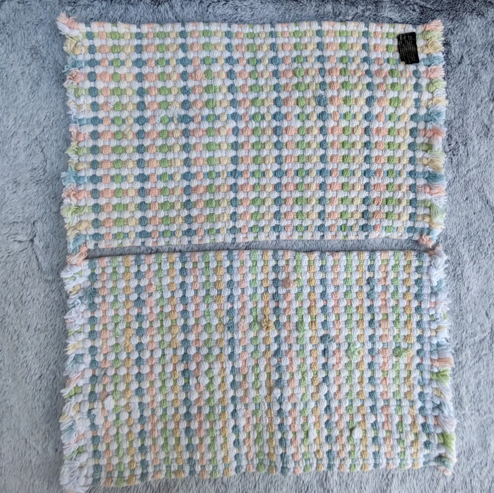 Vintage Woven Checked Placemats Set‎ of 2 Pastel Multicolor
